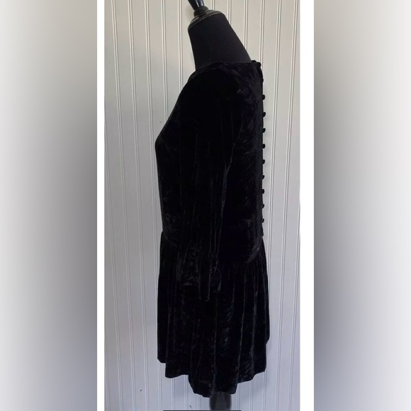 Madewell Black Velvet Bell Sleeve Drop Waist Dress Womens Size XS Romantic Goth - Picture 3 of 15
